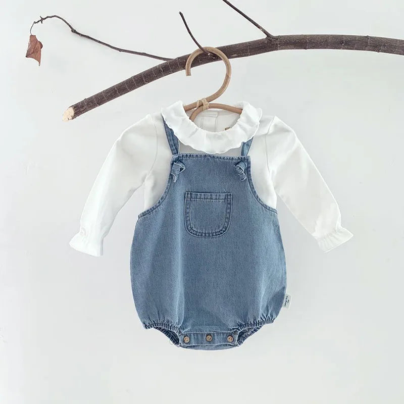 2025 Baby Boy Girl Romper Cowboy Sleeveless Jumpsuit Toddler Baby Boy Girl Romper Solid Color Boy Casual Costume Baby Romper