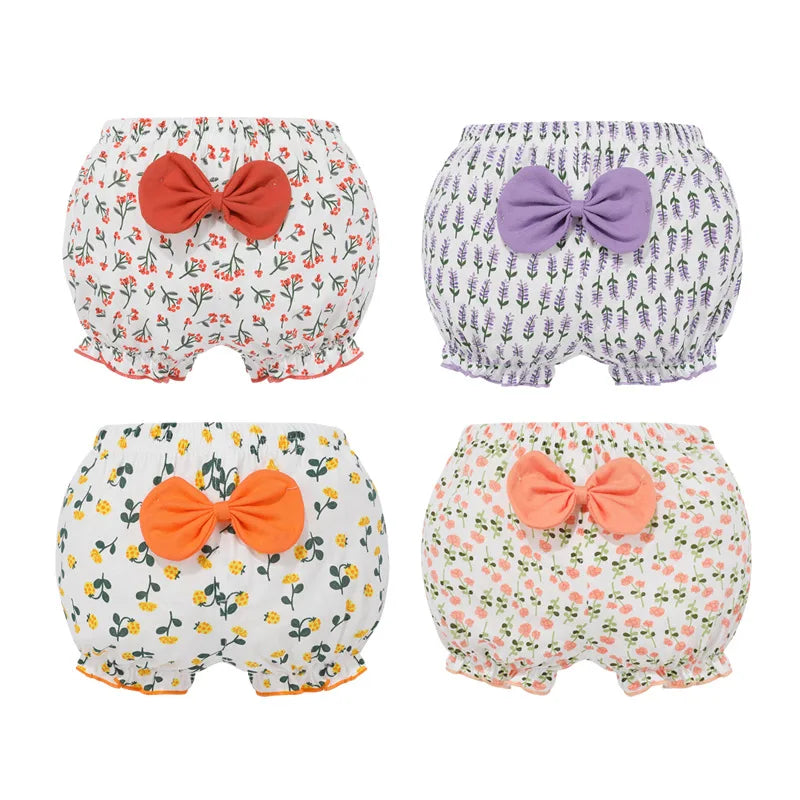 Girl Baby Shorts 100%Cotton Kids Infant Fashion Stripe Bow Panties For 6-24 Months Children High-Quality Falbala Underpants Gift