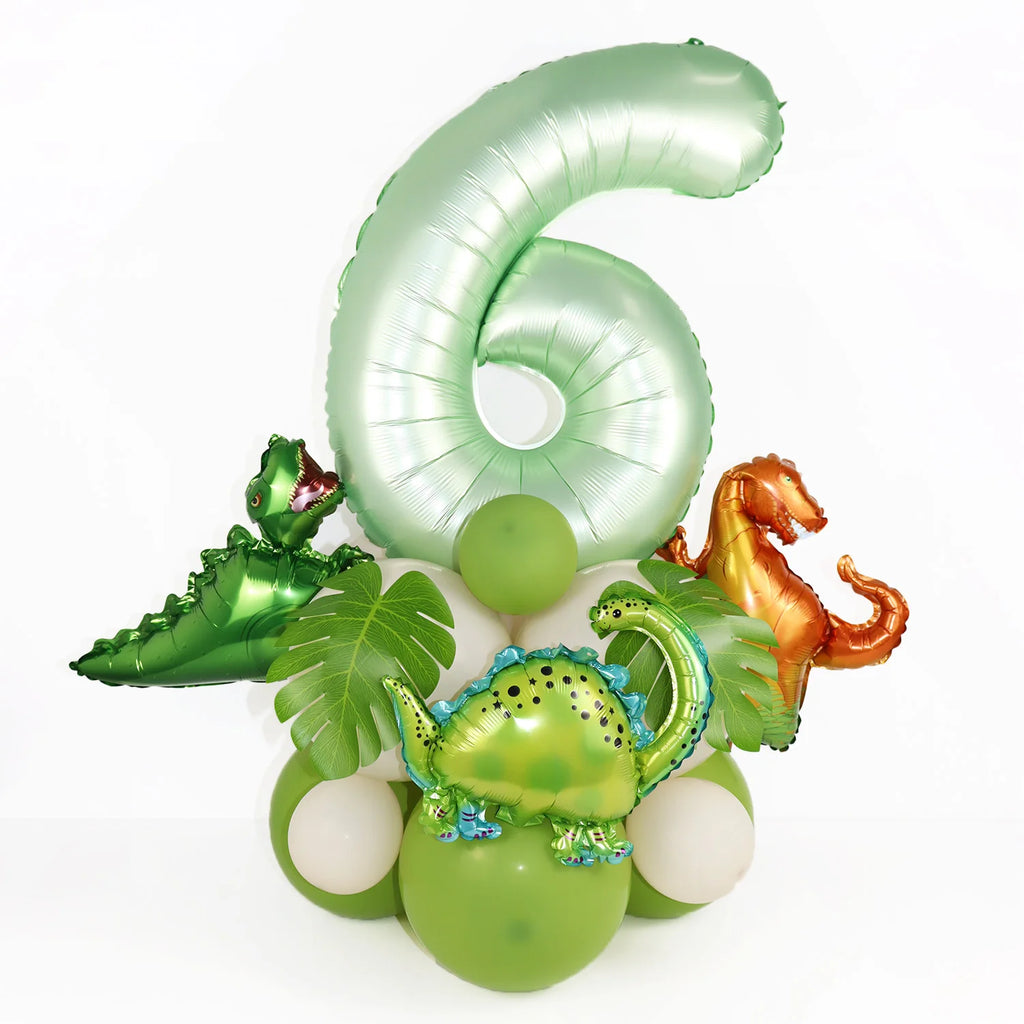 21pcs Dinosaur Birthday Decorations Avocado Green Number Dino Balloon Set Kids First Birthday Party Supplies Dinosaurios Globos