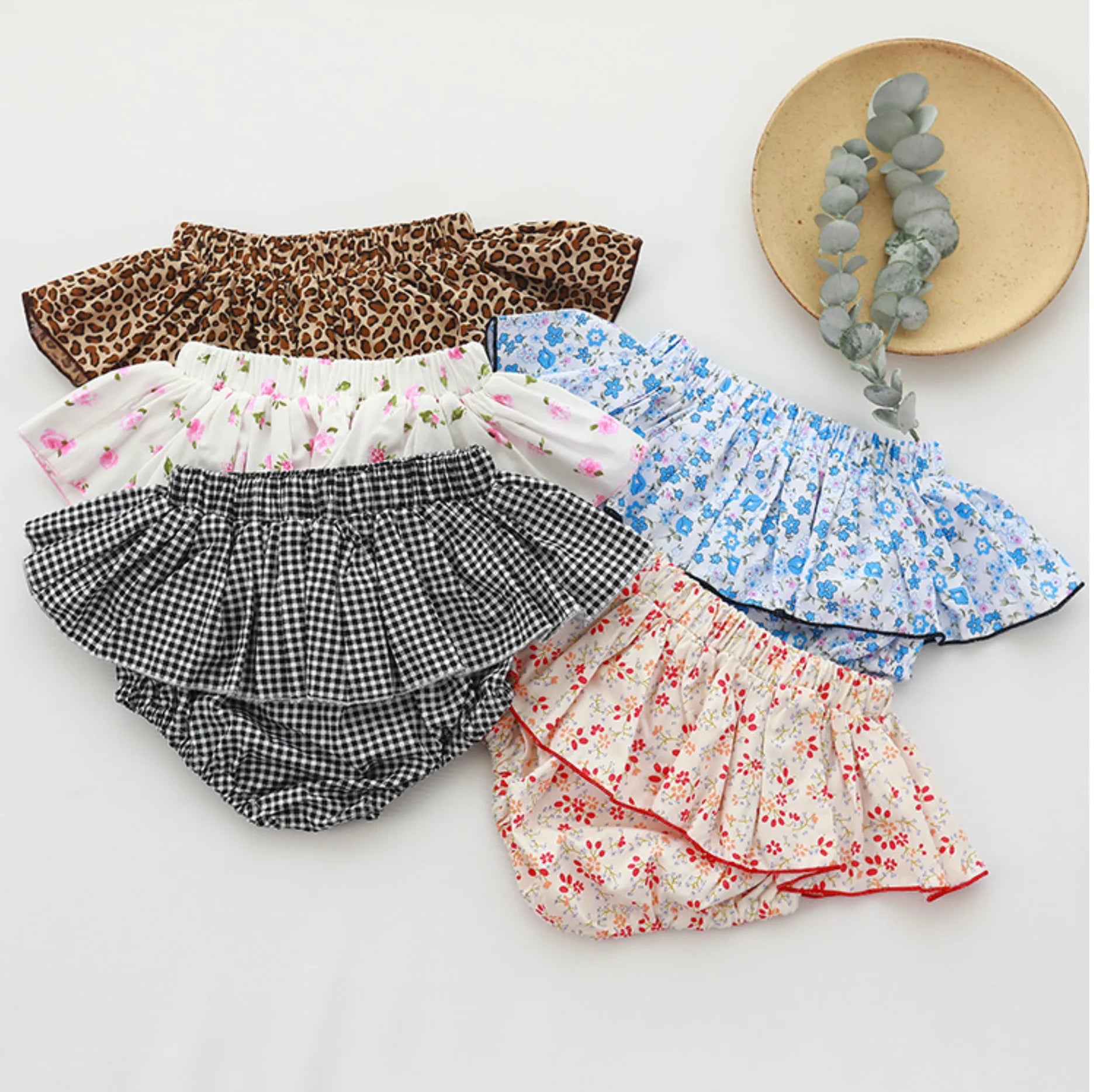 Infant Baby Girls Floral Tutu Skirt Shorts Kids Flower Bloomer Elastic Waist Summer Skorts for Casual Shorts Children Clothes