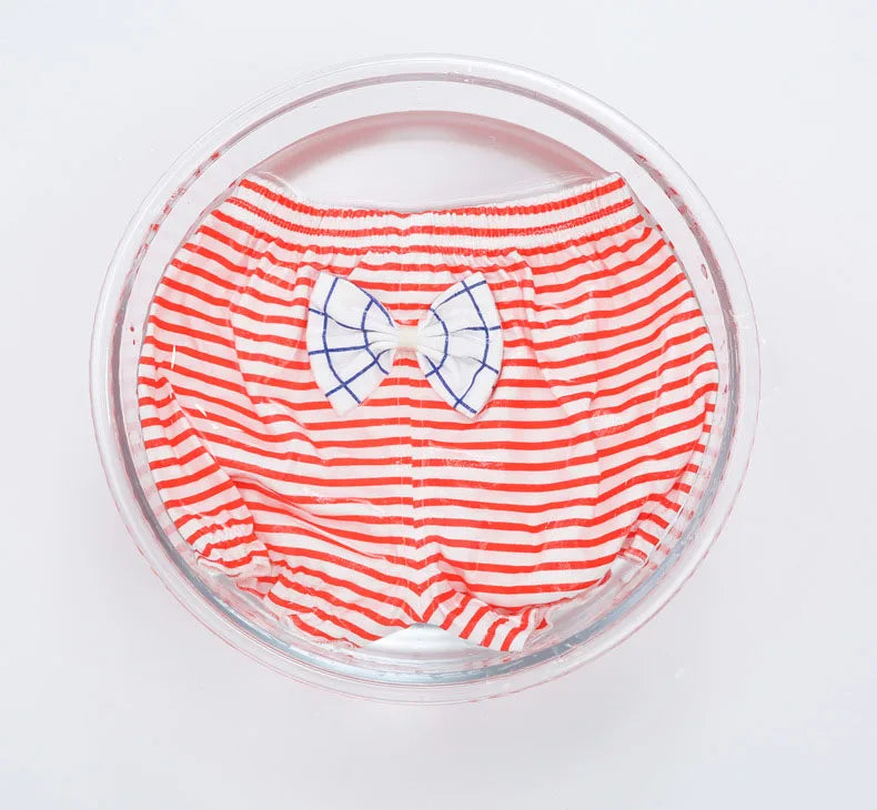 Girl Baby Shorts 100%Cotton Kids Infant Fashion Stripe Bow Panties For 6-24 Months Children High-Quality Falbala Underpants Gift