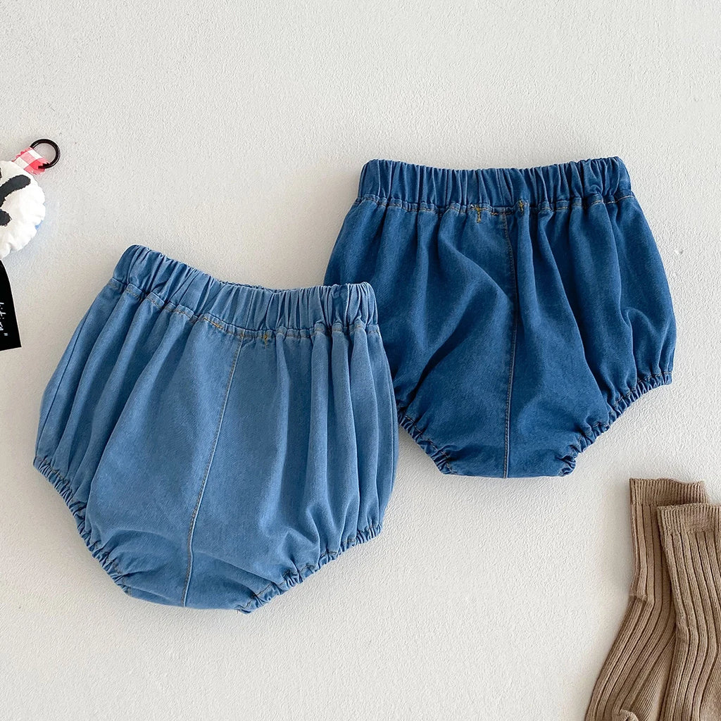 Baby Denim Bloomer Shorts Toddler Boys Girls Summer Shorts Pants with 2 Pockets Casual Children Shorts for 3m 6m 12m 24m 3t