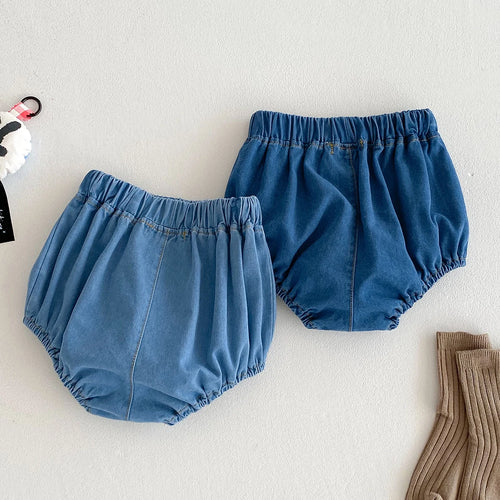 Baby Denim Bloomer Shorts Toddler Boys Girls Summer Shorts Pants with 2 Pockets Casual Children Shorts for 3m 6m 12m 24m 3t