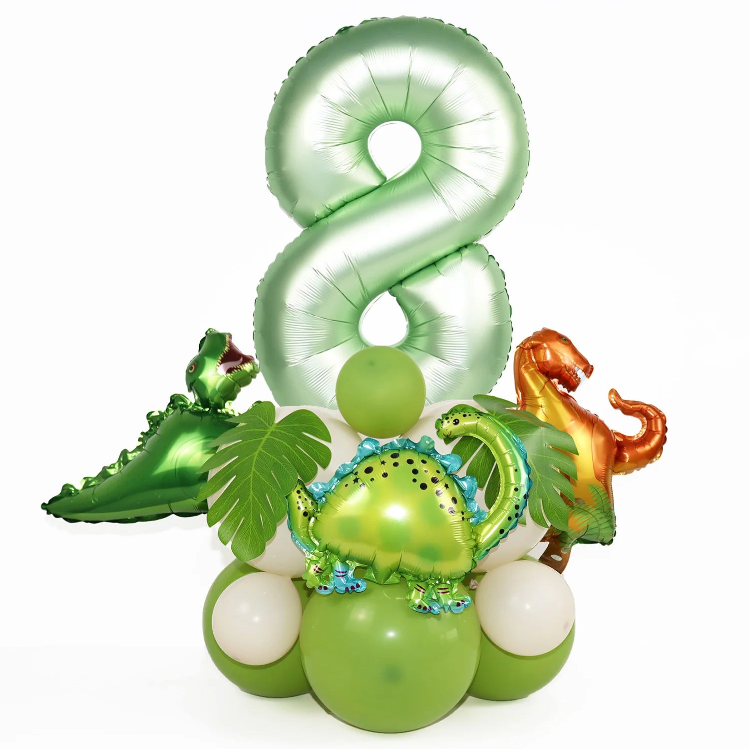 21pcs Dinosaur Birthday Decorations Avocado Green Number Dino Balloon Set Kids First Birthday Party Supplies Dinosaurios Globos