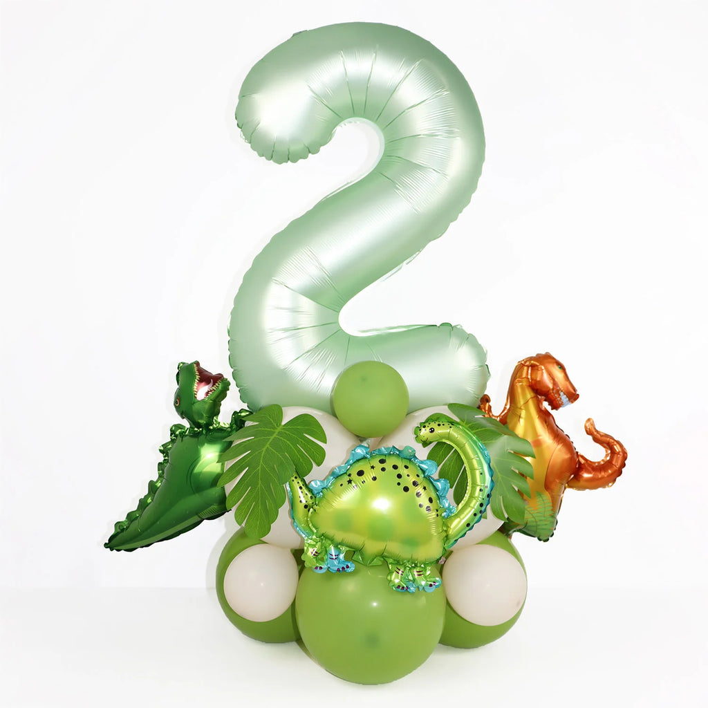 21pcs Dinosaur Birthday Decorations Avocado Green Number Dino Balloon Set Kids First Birthday Party Supplies Dinosaurios Globos
