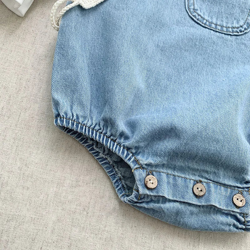 2025 Baby Boy Girl Romper Cowboy Sleeveless Jumpsuit Toddler Baby Boy Girl Romper Solid Color Boy Casual Costume Baby Romper