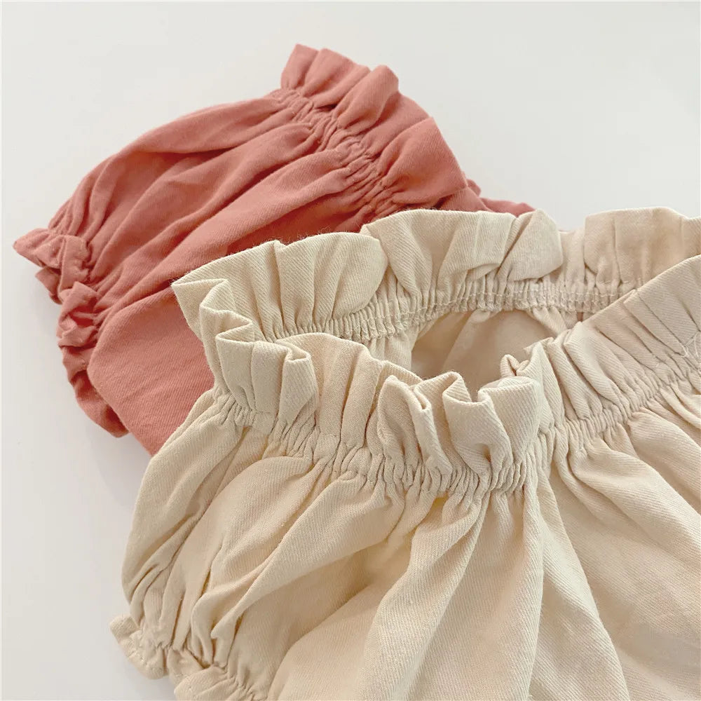 Baby Girls Bloomer Toddler Cotton Linen Shorts Frill Diaper Cover 0-2 Years