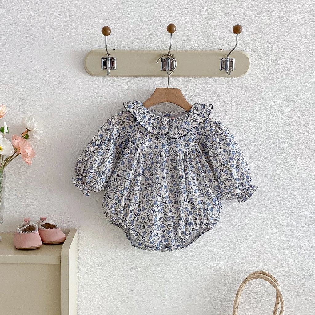 Baby Girls Rompers Spring Infant Girls Fashion Floral Long Sleeve Ruffles Jumpsuit Newborn Baby Bodysuits Baby Girl Clothes 0-24