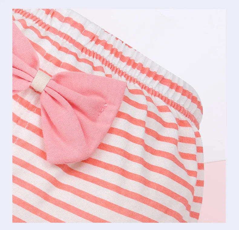 Girl Baby Shorts 100%Cotton Kids Infant Fashion Stripe Bow Panties For 6-24 Months Children High-Quality Falbala Underpants Gift