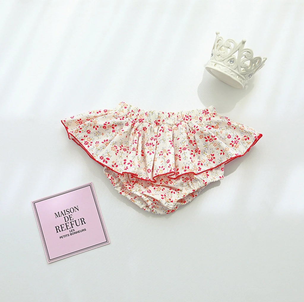 Infant Baby Girls Floral Tutu Skirt Shorts Kids Flower Bloomer Elastic Waist Summer Skorts for Casual Shorts Children Clothes