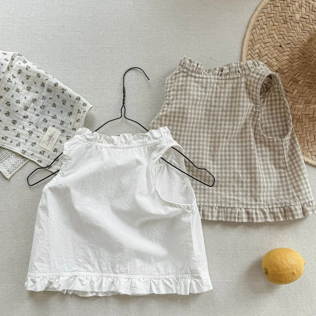 2025 Summer New Girls Sleeveless Shirts Children Cotton Vest For Princess Infant Girls Blouse Baby Loose Tops Kids Clothes