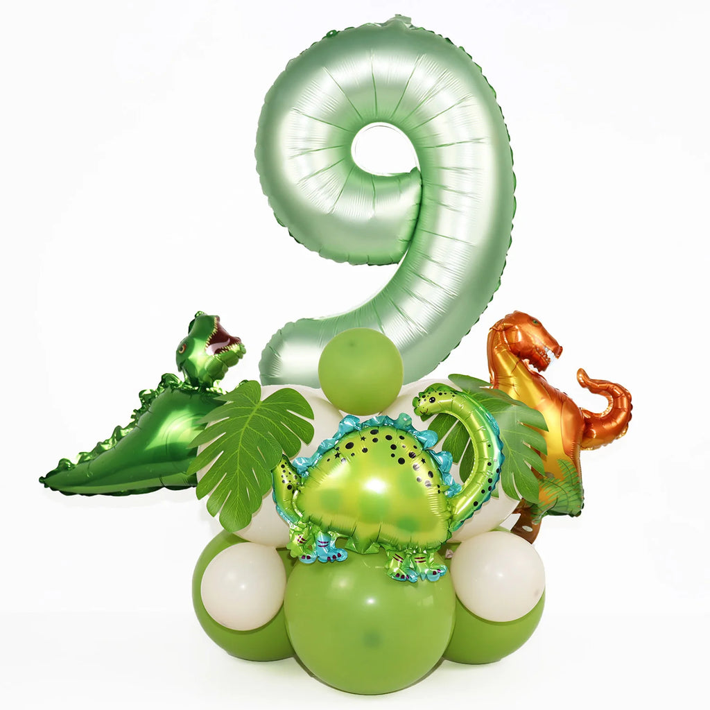 21pcs Dinosaur Birthday Decorations Avocado Green Number Dino Balloon Set Kids First Birthday Party Supplies Dinosaurios Globos
