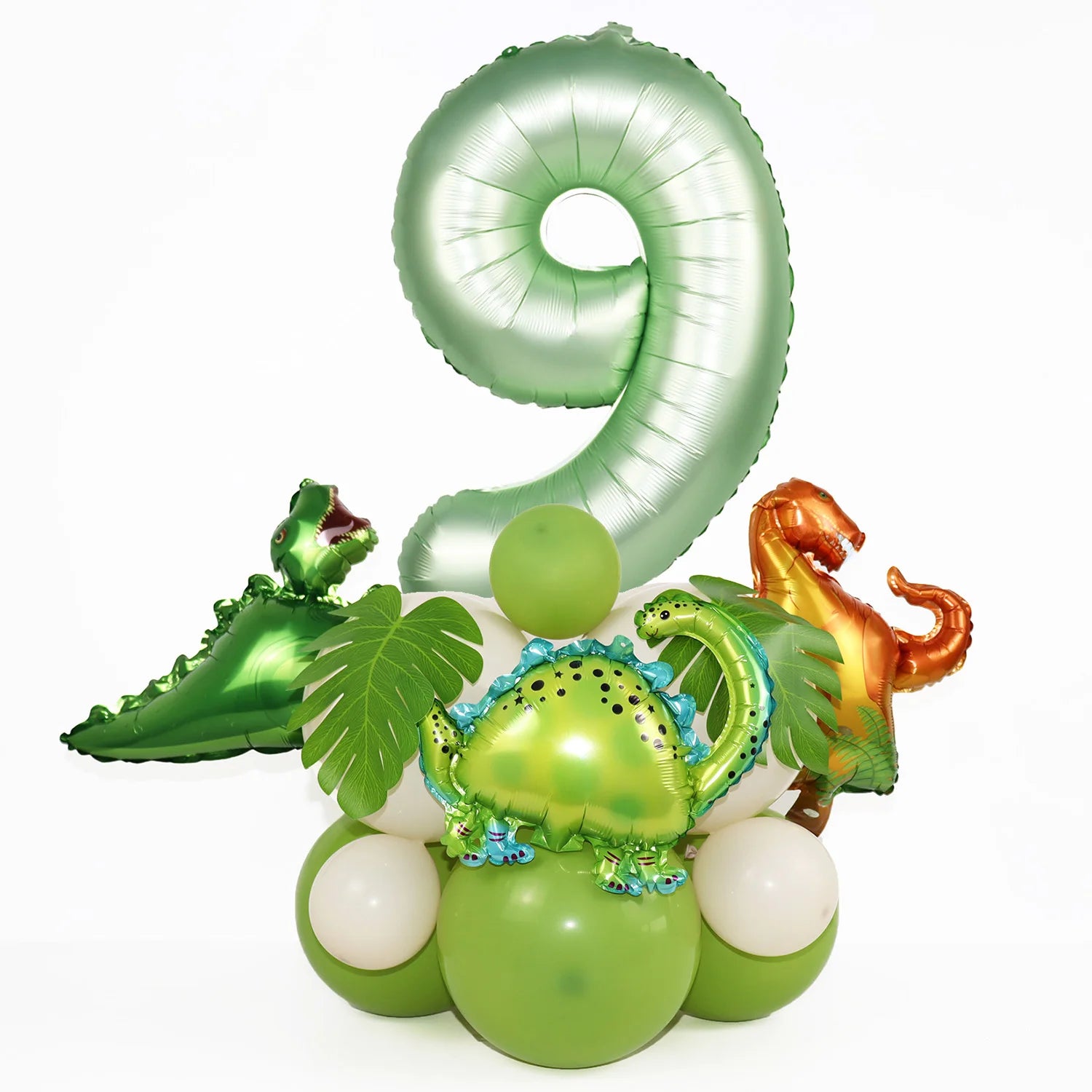 21pcs Dinosaur Birthday Decorations Avocado Green Number Dino Balloon Set Kids First Birthday Party Supplies Dinosaurios Globos