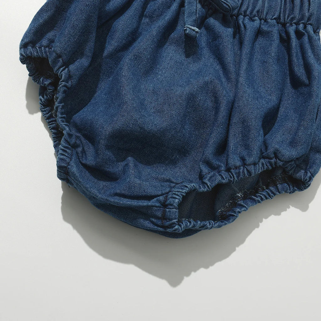 Newborn Baby Denim Bloomers Shorts Soft Cozy Cotton Toddler Boys Girls Summer Shorts Pants with Pockets Kids Clothing 0-3T