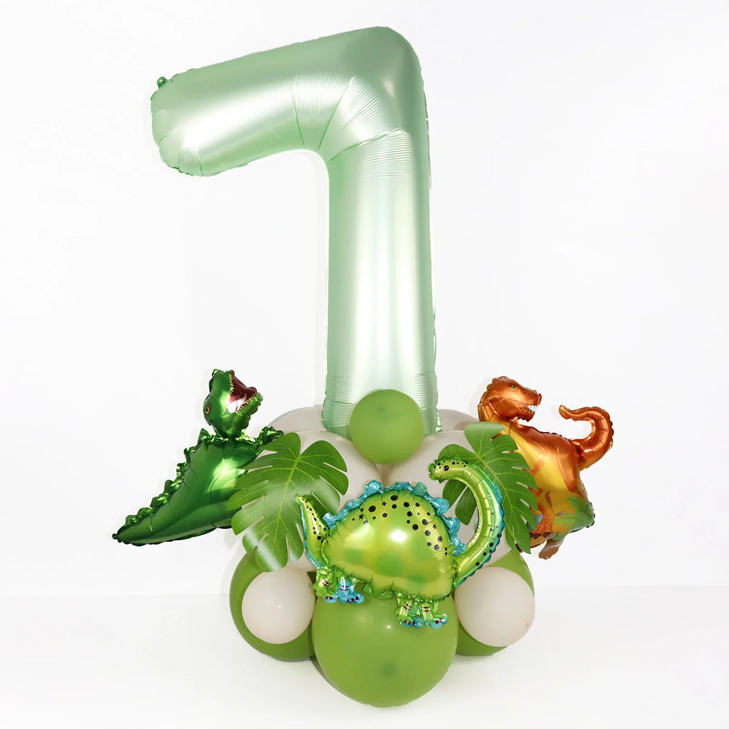 21pcs Dinosaur Birthday Decorations Avocado Green Number Dino Balloon Set Kids First Birthday Party Supplies Dinosaurios Globos