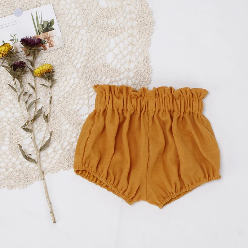 Adorable Little Boy and Girls Shorts Summer Soft Breathable Muslim Cotton Infant Kids Bloomers Elastics Waist Children Shorts