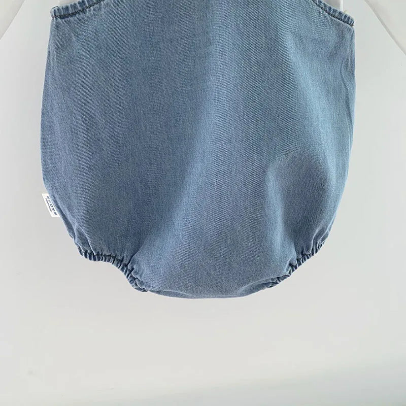 2025 Baby Boy Girl Romper Cowboy Sleeveless Jumpsuit Toddler Baby Boy Girl Romper Solid Color Boy Casual Costume Baby Romper