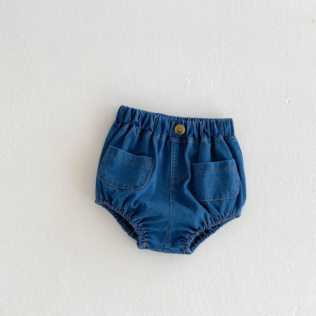 Baby Denim Bloomer Shorts Toddler Boys Girls Summer Shorts Pants with 2 Pockets Casual Children Shorts for 3m 6m 12m 24m 3t