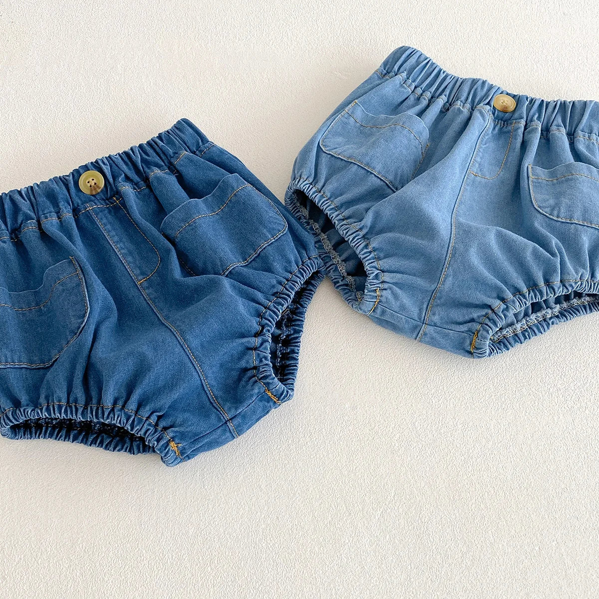 Baby Denim Bloomer Shorts Toddler Boys Girls Summer Shorts Pants with 2 Pockets Casual Children Shorts for 3m 6m 12m 24m 3t