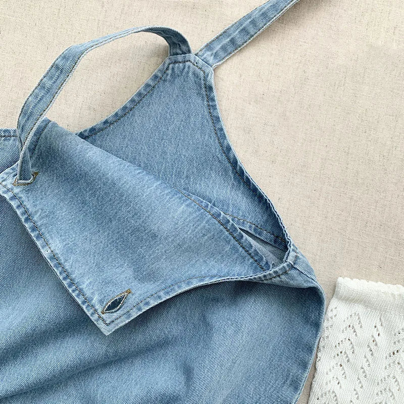 2025 Baby Boy Girl Romper Cowboy Sleeveless Jumpsuit Toddler Baby Boy Girl Romper Solid Color Boy Casual Costume Baby Romper