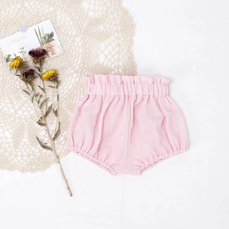 Adorable Little Boy and Girls Shorts Summer Soft Breathable Muslim Cotton Infant Kids Bloomers Elastics Waist Children Shorts