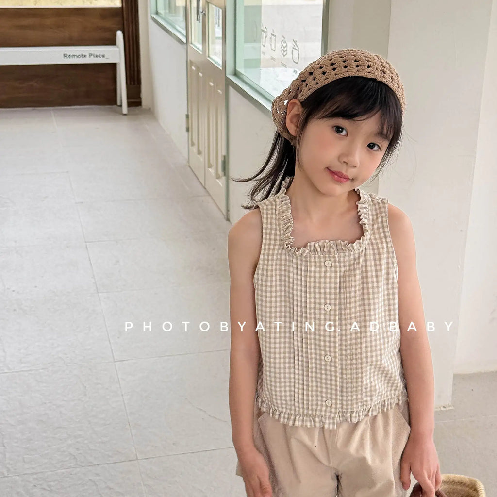 2025 Summer New Girls Sleeveless Shirts Children Cotton Vest For Princess Infant Girls Blouse Baby Loose Tops Kids Clothes