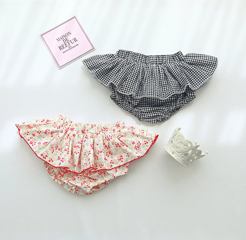 Infant Baby Girls Floral Tutu Skirt Shorts Kids Flower Bloomer Elastic Waist Summer Skorts for Casual Shorts Children Clothes