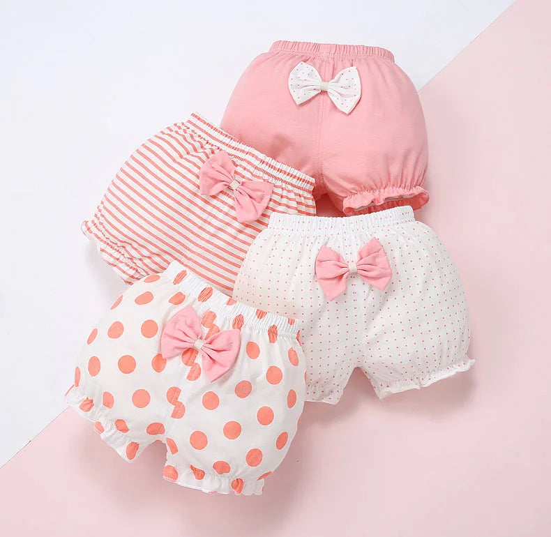 Girl Baby Shorts 100%Cotton Kids Infant Fashion Stripe Bow Panties For 6-24 Months Children High-Quality Falbala Underpants Gift