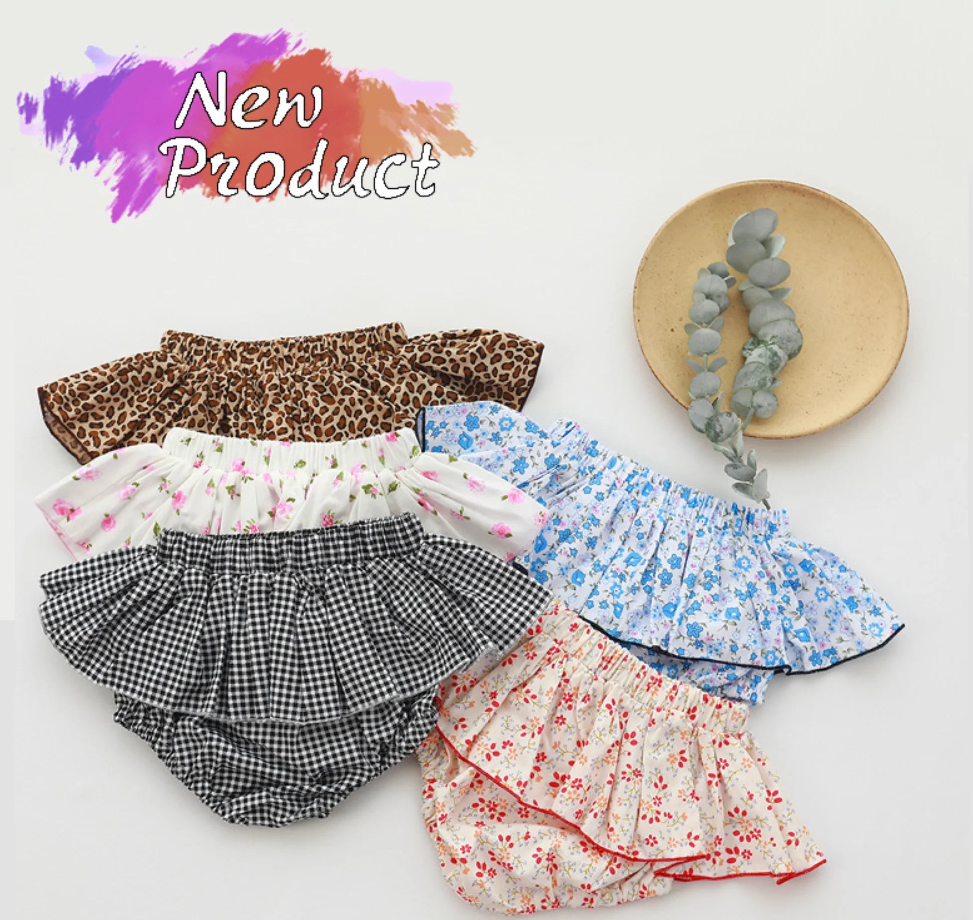 Infant Baby Girls Floral Tutu Skirt Shorts Kids Flower Bloomer Elastic Waist Summer Skorts for Casual Shorts Children Clothes