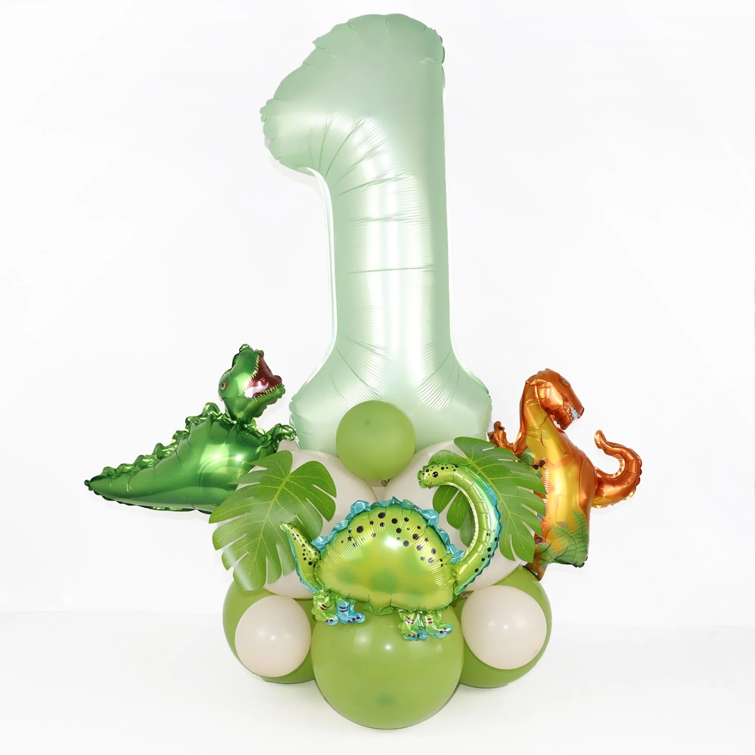 21pcs Dinosaur Birthday Decorations Avocado Green Number Dino Balloon Set Kids First Birthday Party Supplies Dinosaurios Globos