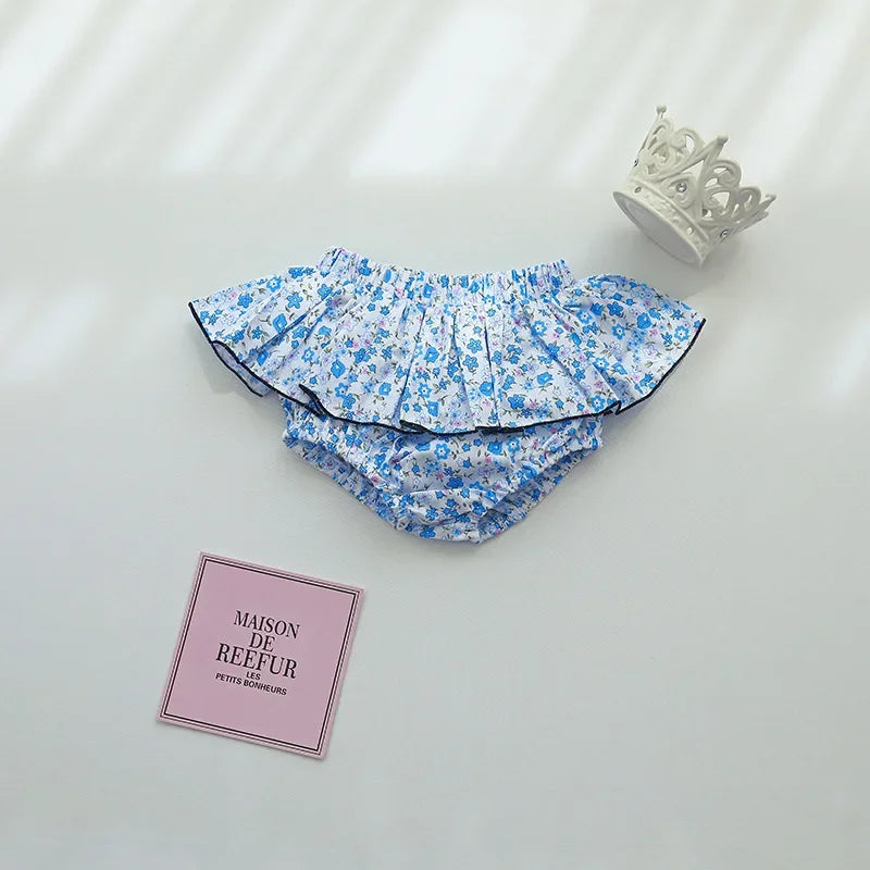 Infant Baby Girls Floral Tutu Skirt Shorts Kids Flower Bloomer Elastic Waist Summer Skorts for Casual Shorts Children Clothes