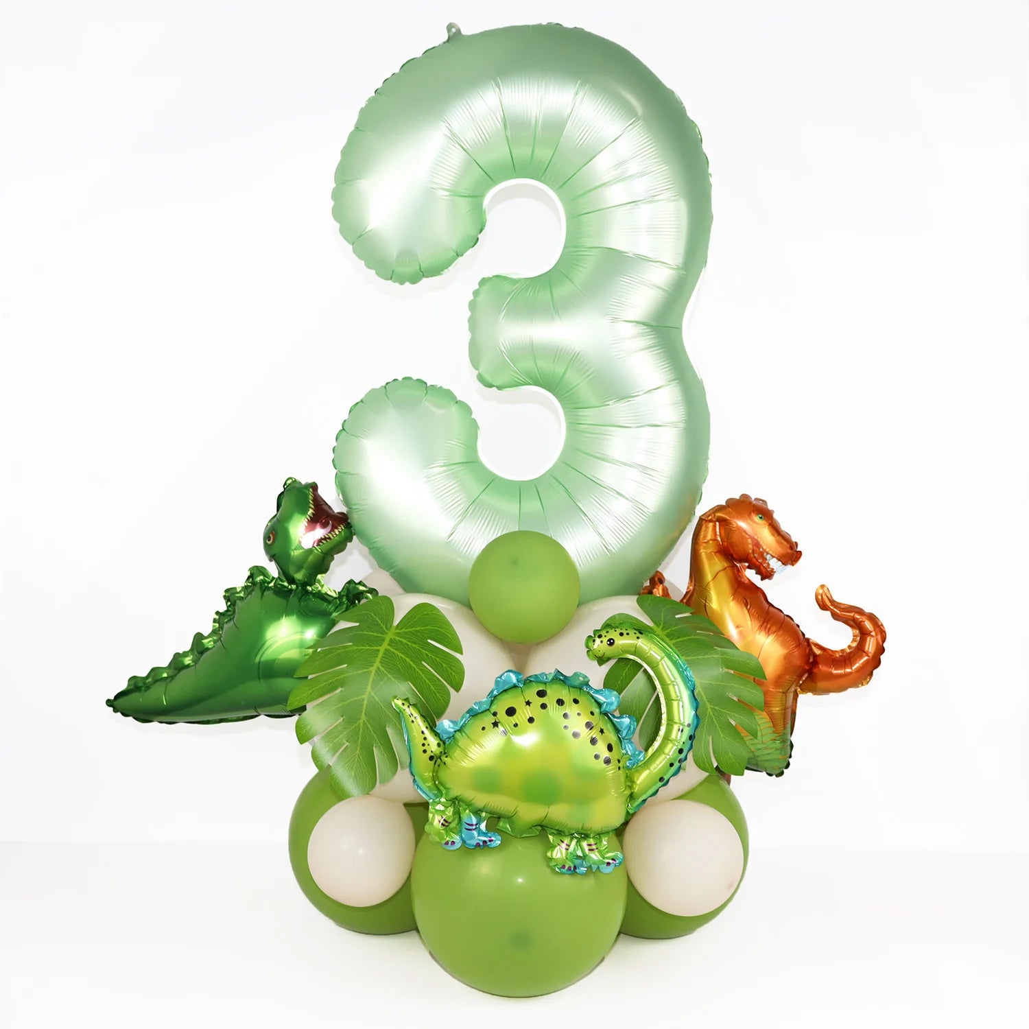 21pcs Dinosaur Birthday Decorations Avocado Green Number Dino Balloon Set Kids First Birthday Party Supplies Dinosaurios Globos
