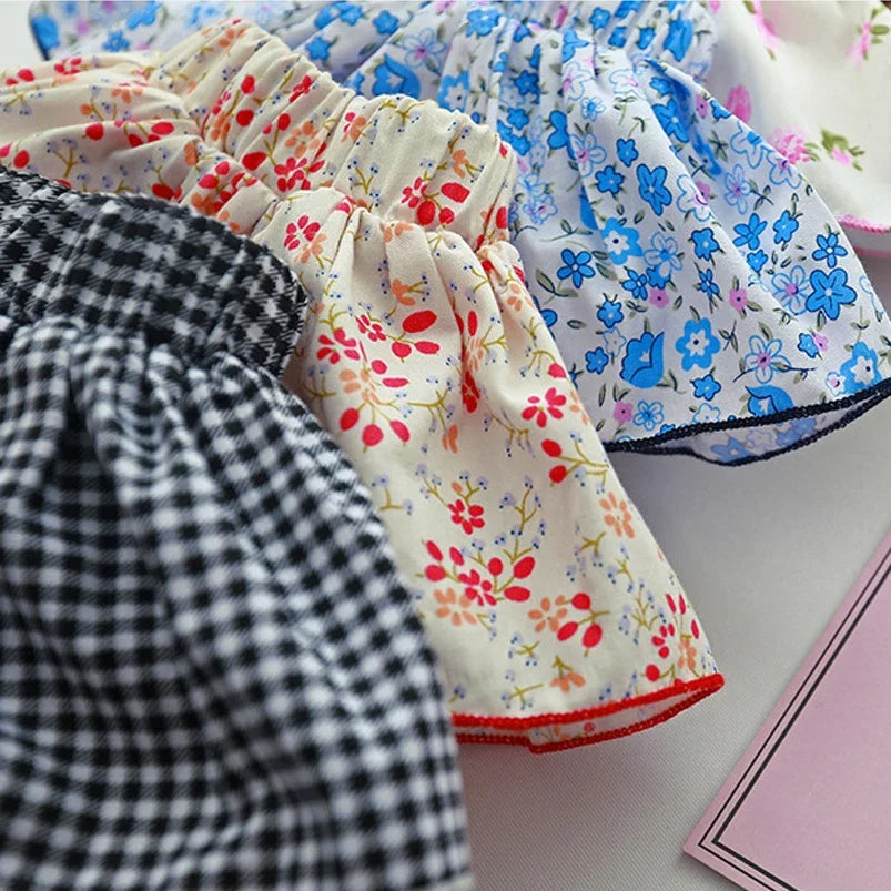 Infant Baby Girls Floral Tutu Skirt Shorts Kids Flower Bloomer Elastic Waist Summer Skorts for Casual Shorts Children Clothes