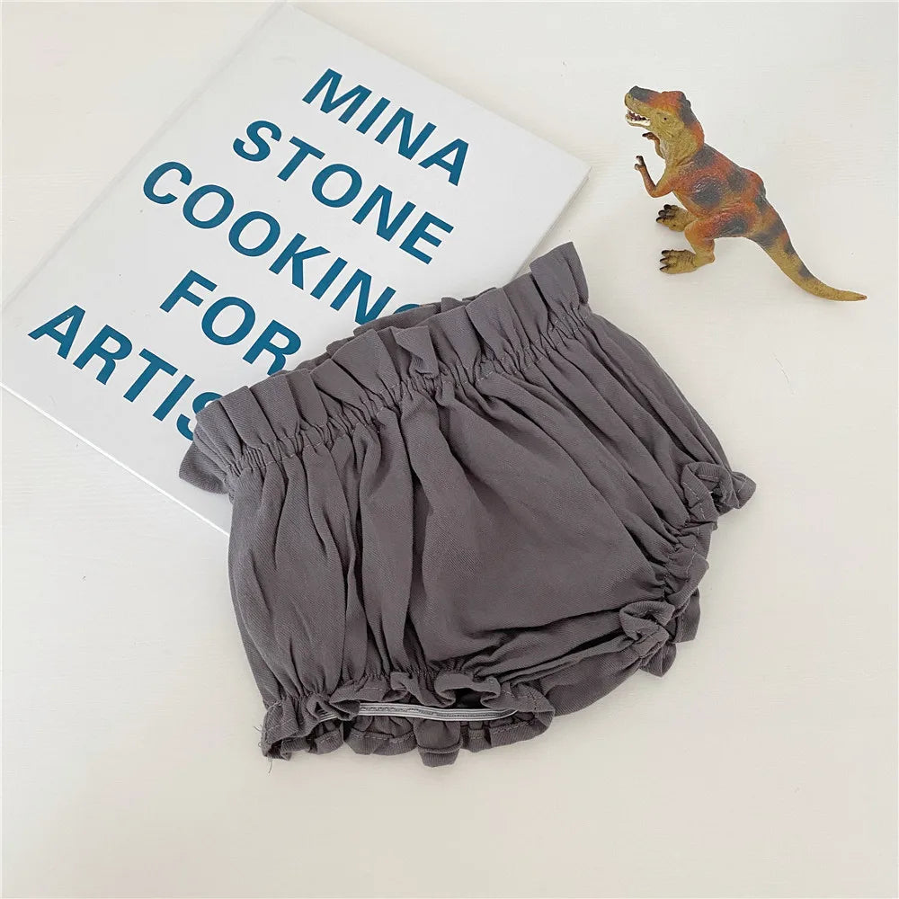 Baby Girls Bloomer Toddler Cotton Linen Shorts Frill Diaper Cover 0-2 Years