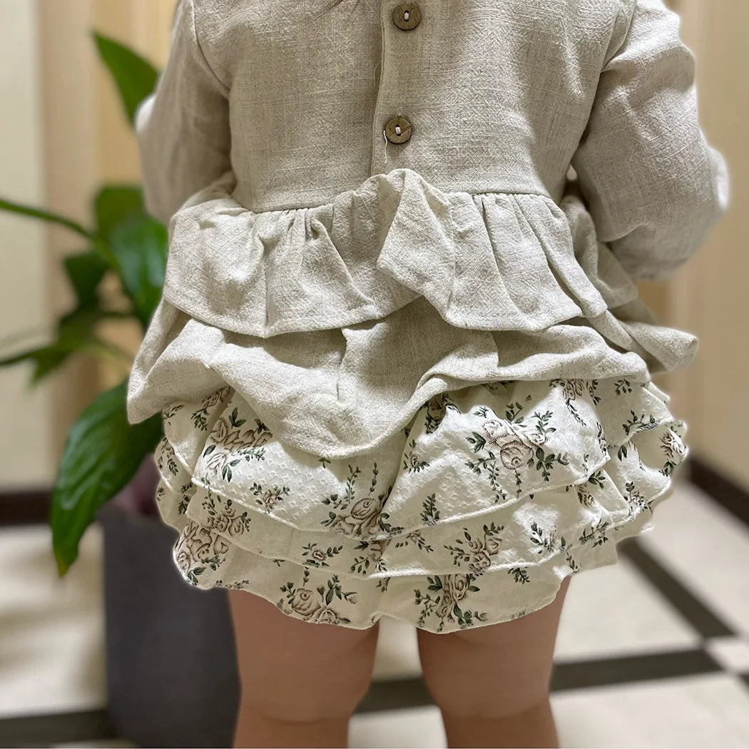 Baby Girls Floral Tutu Skirt Shorts Summer Cotton Baby Double Layers Bloomers Toddler Short Pants Children Pettiskirt 0-24m