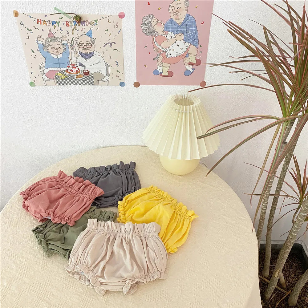 Baby Girls Bloomer Toddler Cotton Linen Shorts Frill Diaper Cover 0-2 Years