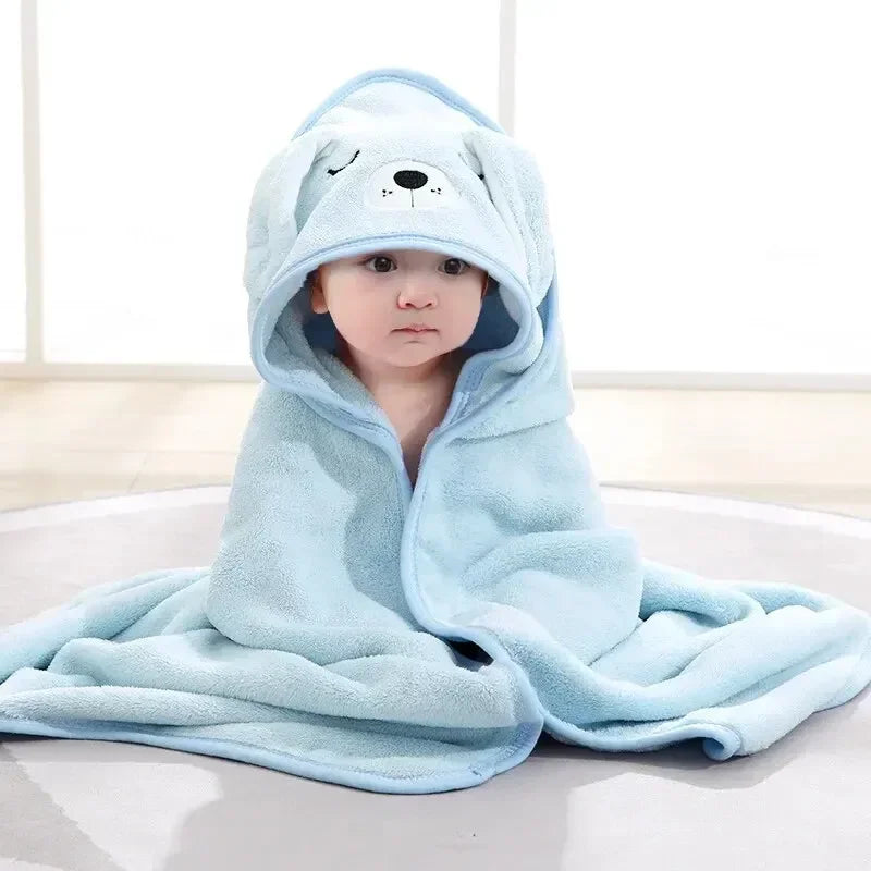 Bath Bathrobe Toddler Infant Towel Boy Girl Blankets Swaddle With Hood Cartoon Coral Fleece Towel Blanket Newborn Kids Bedding