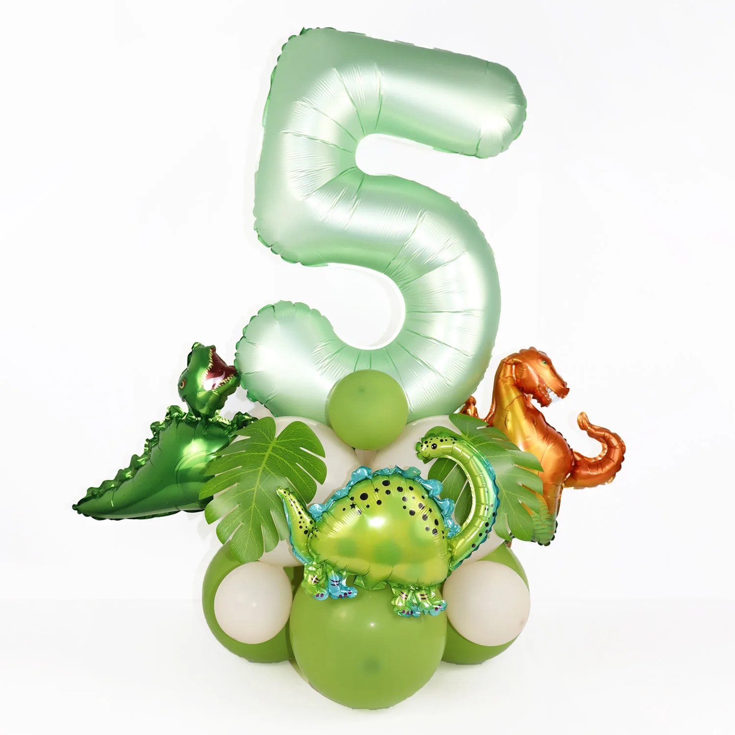 21pcs Dinosaur Birthday Decorations Avocado Green Number Dino Balloon Set Kids First Birthday Party Supplies Dinosaurios Globos