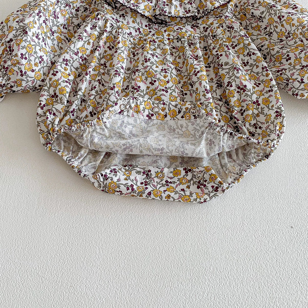 Baby Girls Rompers Spring Infant Girls Fashion Floral Long Sleeve Ruffles Jumpsuit Newborn Baby Bodysuits Baby Girl Clothes 0-24